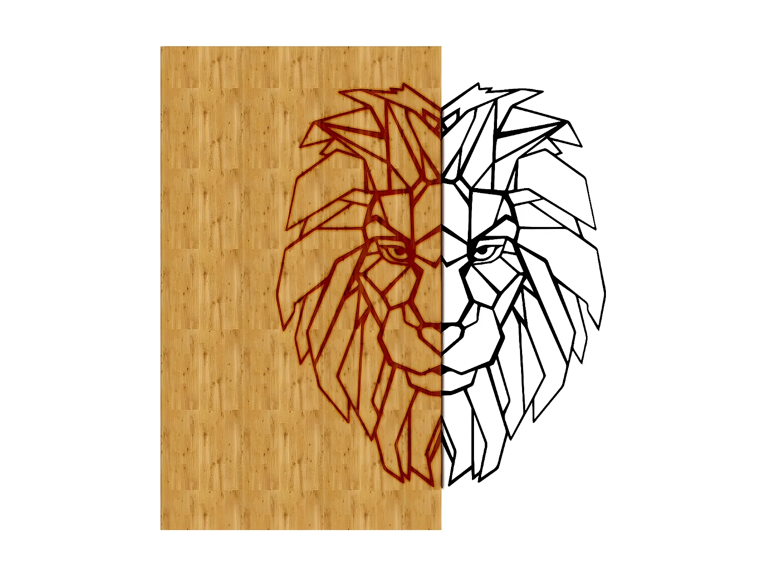 Décoration en Métal et Bois Lion 1, Bois, 46x1,8x50 cm, EPIKASA