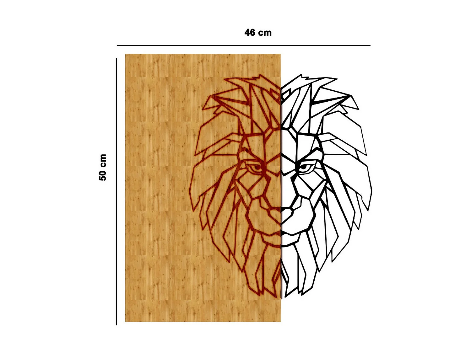 Décoration en Métal et Bois Lion 1, Bois, 46x1,8x50 cm, EPIKASA