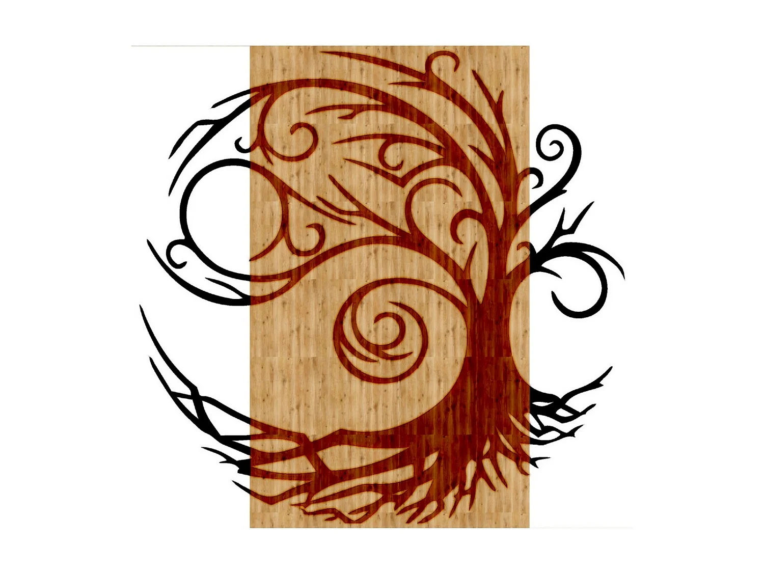 Metalen en Houten Decoratie Boom 1 - Hout - 49x1,8x50 cm - EPIKASA