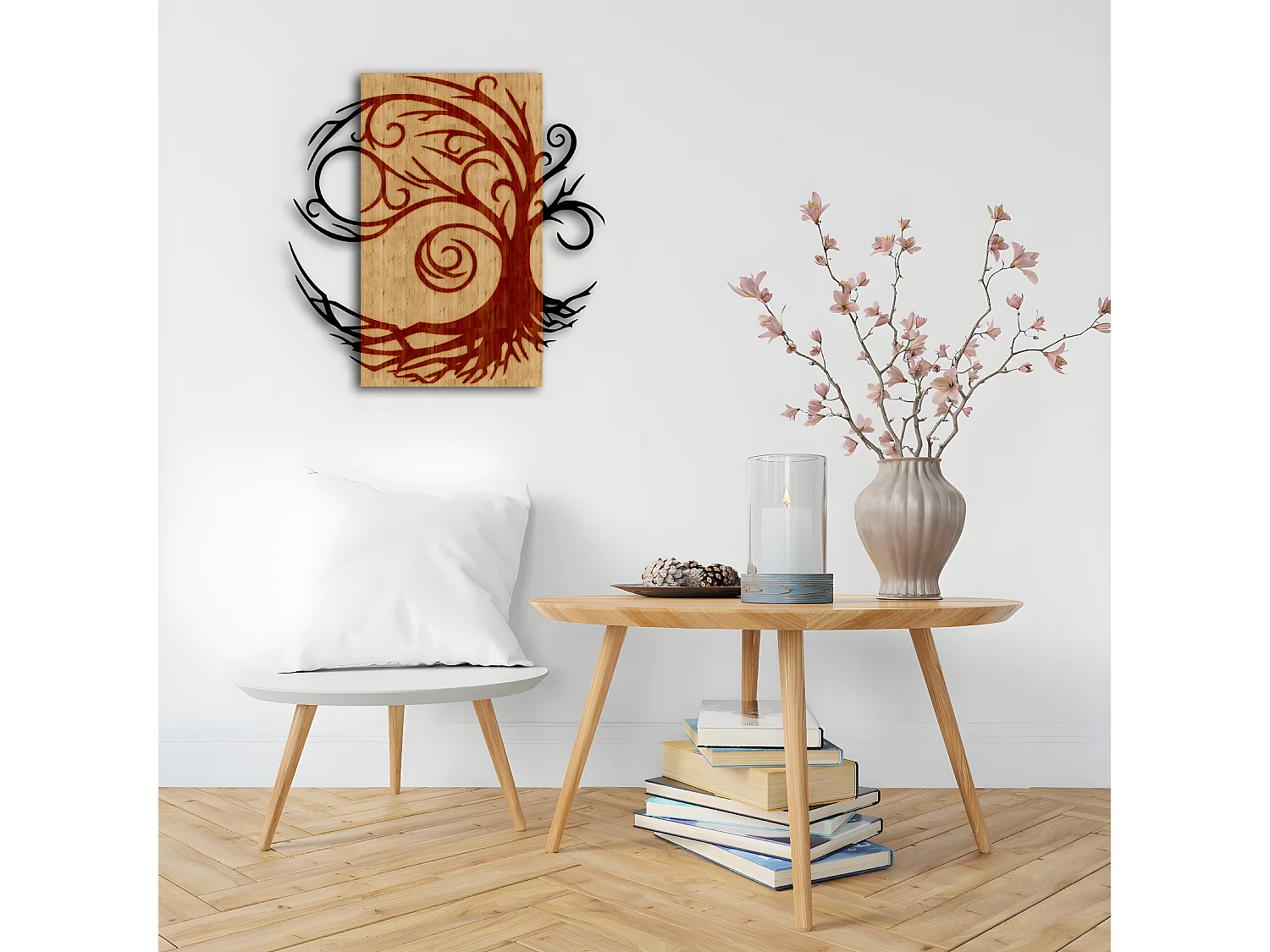 Metalen en Houten Decoratie Boom 1 - Hout - 49x1,8x50 cm - EPIKASA