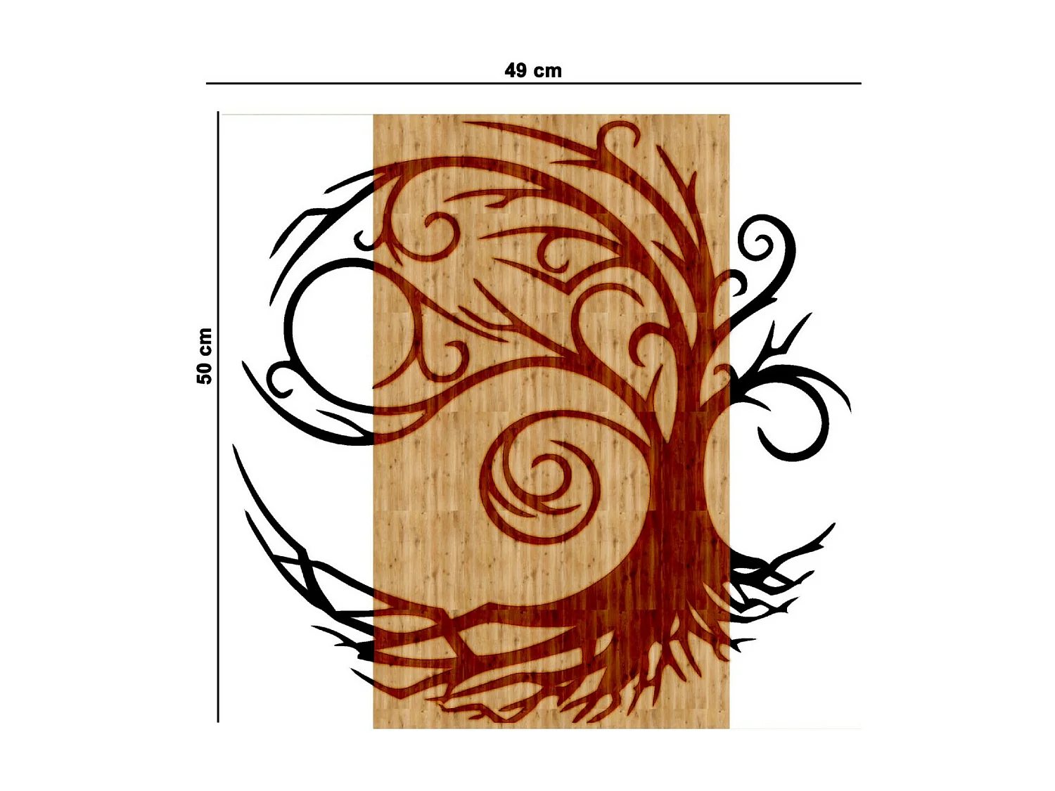 Metalen en Houten Decoratie Boom 1 - Hout - 49x1,8x50 cm - EPIKASA