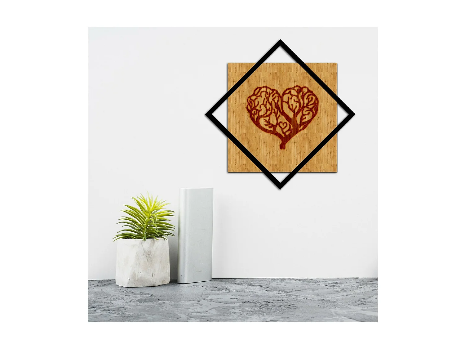 Decorazione in Metallo e Legno Cuore 1, Legno, 40x1,8x40 cm, EPIKASA