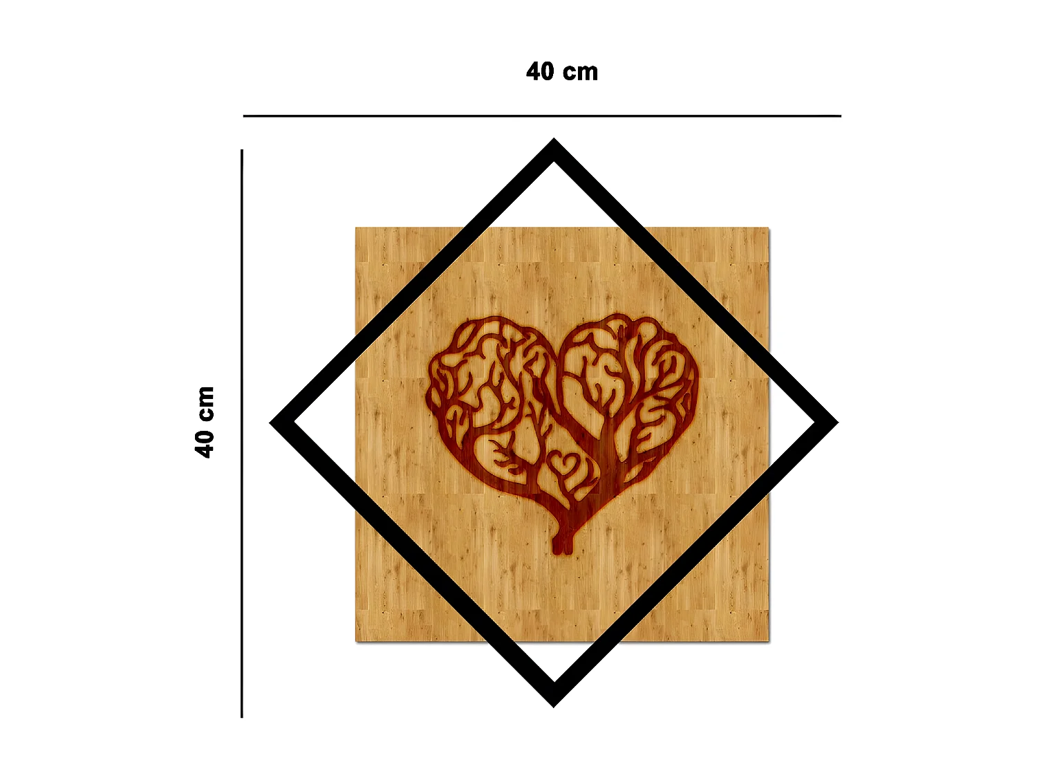 Decorazione in Metallo e Legno Cuore 1, Legno, 40x1,8x40 cm, EPIKASA
