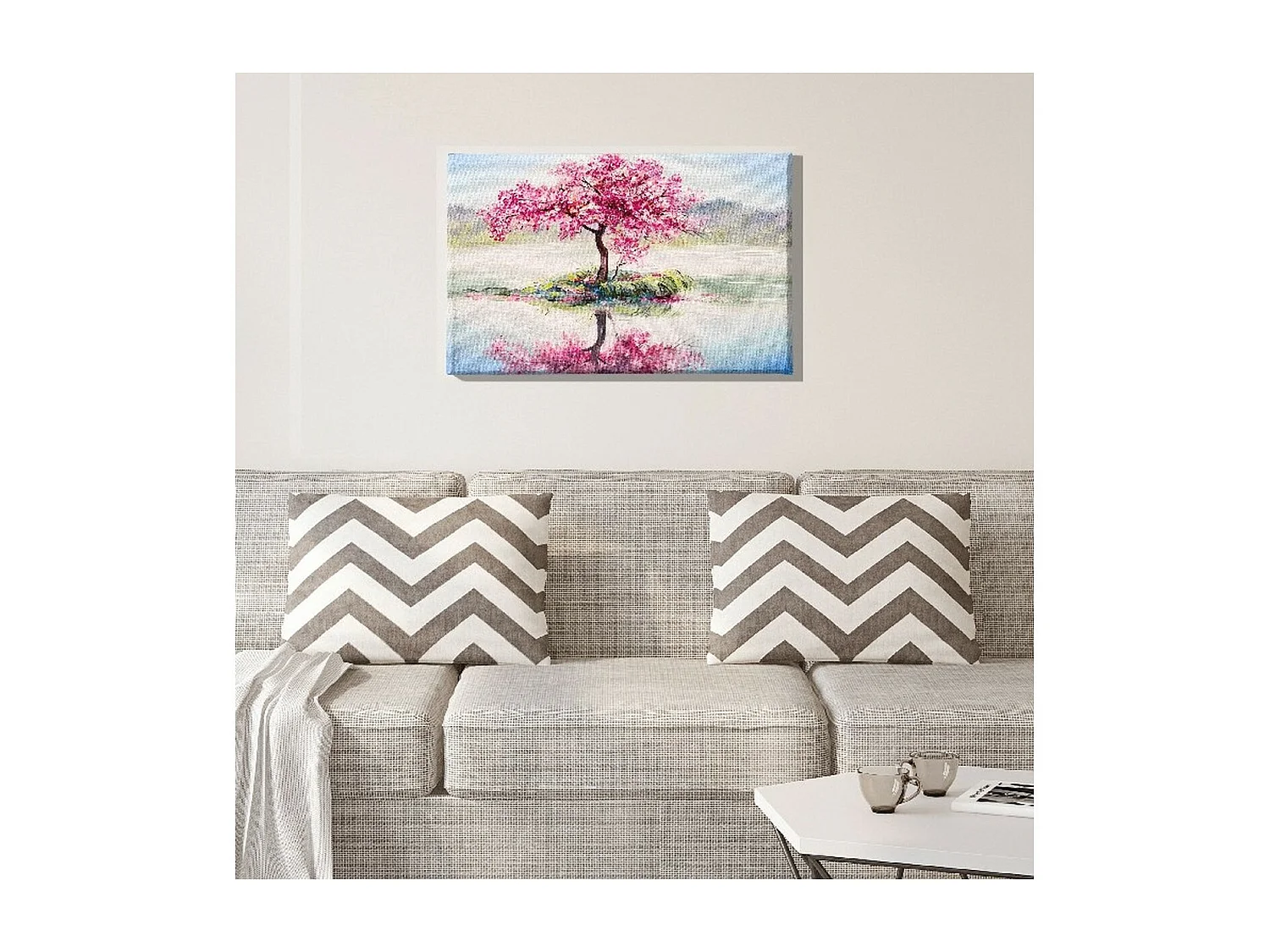 Impression sur Toile Arbre 12, Rose, 70x3x45 cm, DESIGN MANIA