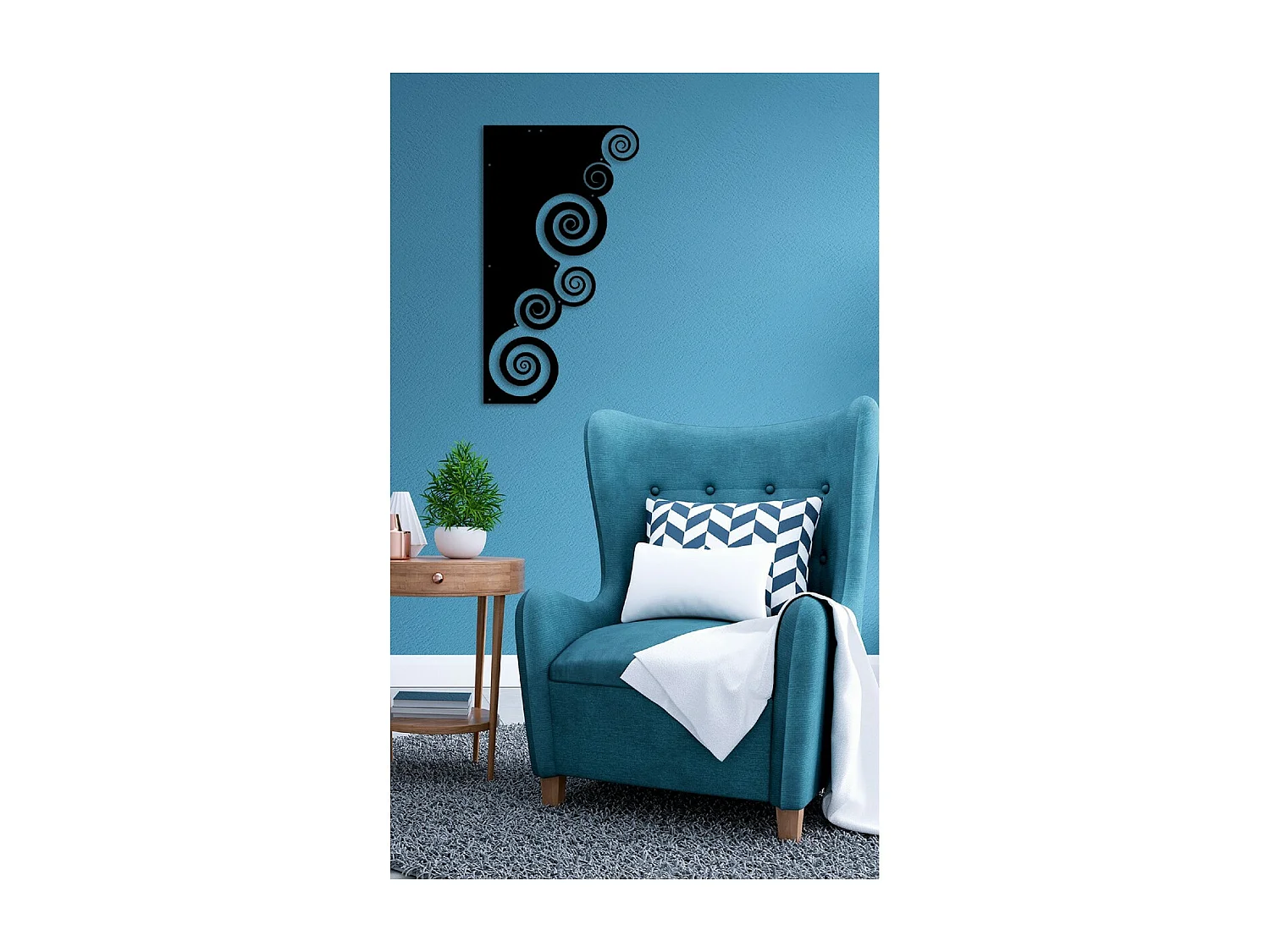 Dekoracja Metalowa Spirala 3, Czarny, 34x3x60 cm, EPIKASA