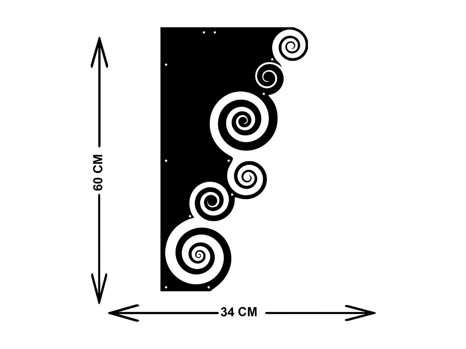 Dekoracja Metalowa Spirala 3, Czarny, 34x3x60 cm, EPIKASA