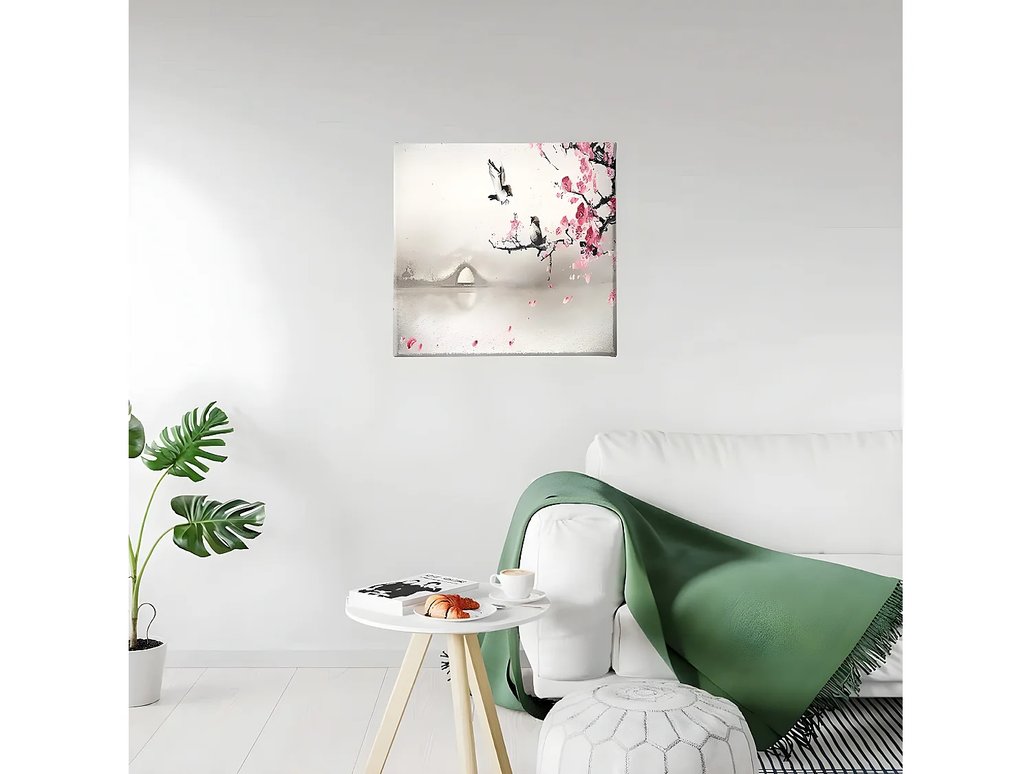 Impression sur Toile Oiseaux, Rose, 60x3x60 cm, EPIKASA