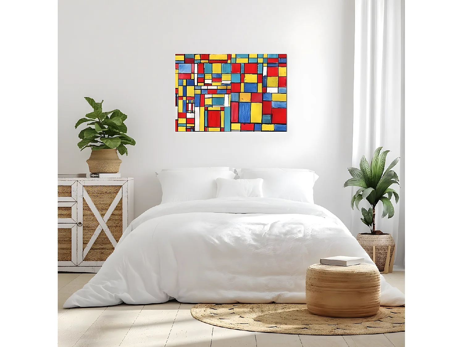 Impression sur Toile Mondrian Composition, Multicouleur, 70x3x50 cm, DESIGN MANIA