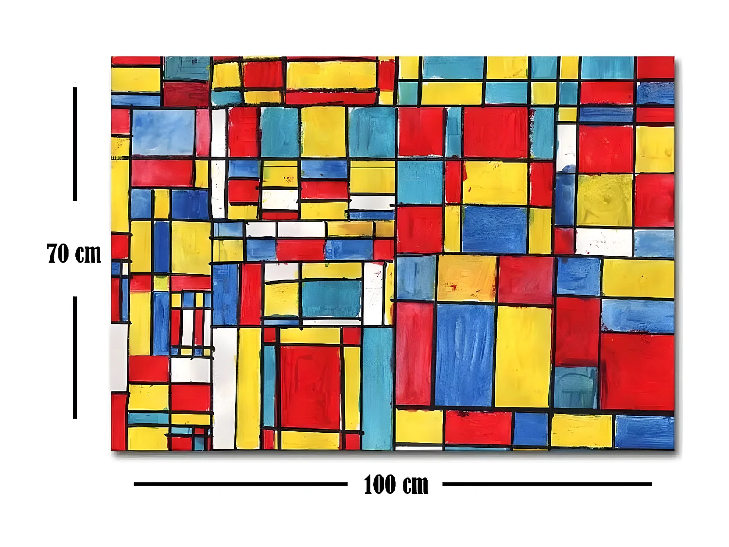 Impression sur Toile Mondrian Composition, Multicouleur, 70x3x50 cm, DESIGN MANIA