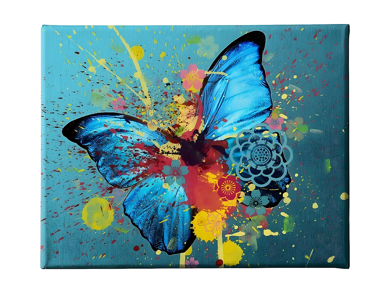 Impression sur Toile Papillon 1, Bleu, 70x3x45 cm, EPIKASA