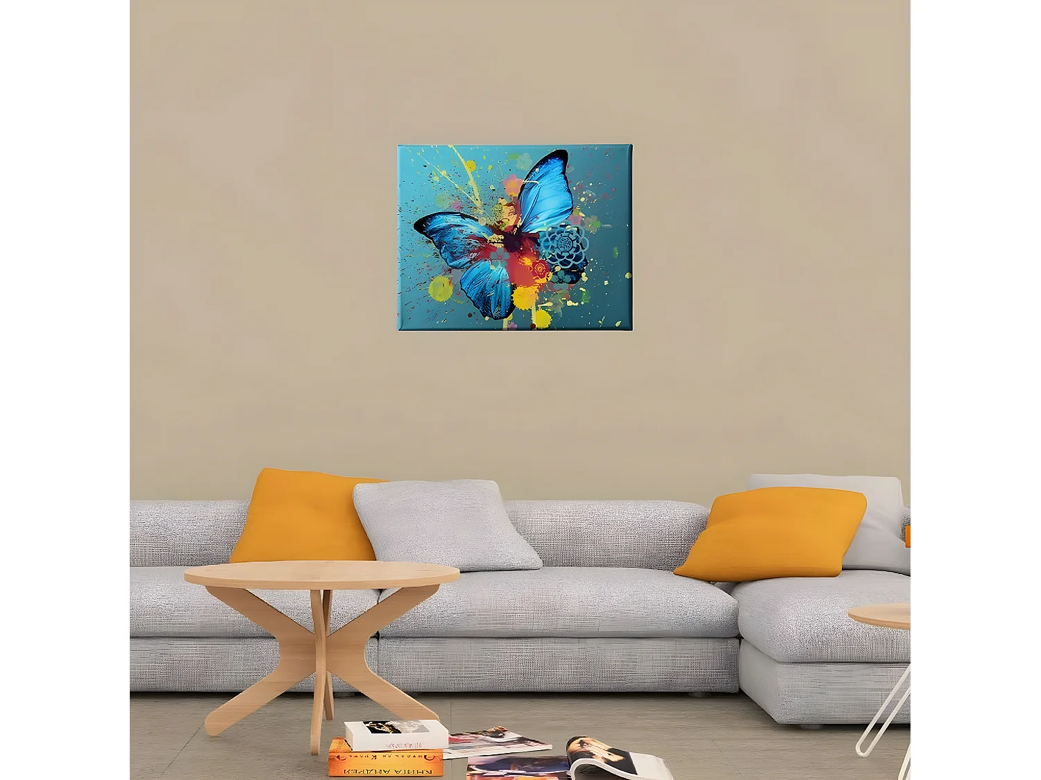 Impression sur Toile Papillon 1, Bleu, 70x3x45 cm, EPIKASA