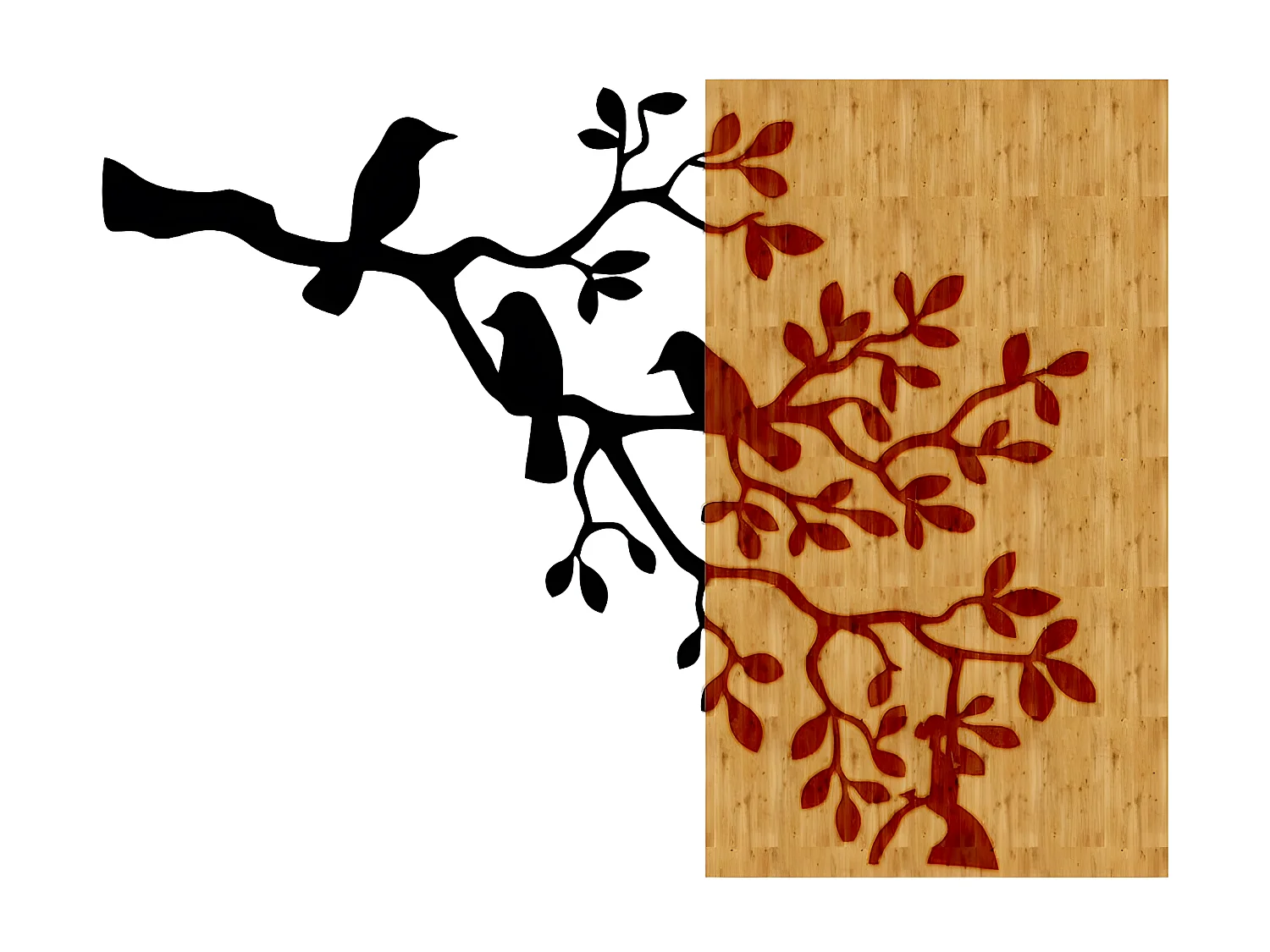 Metalen en Houten Decoratie Boom 6 - Hout - 67x1,8x50 cm - EPIKASA