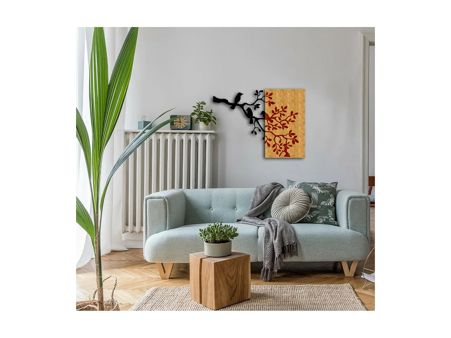 Metalen en Houten Decoratie Boom 6 - Hout - 67x1,8x50 cm - EPIKASA