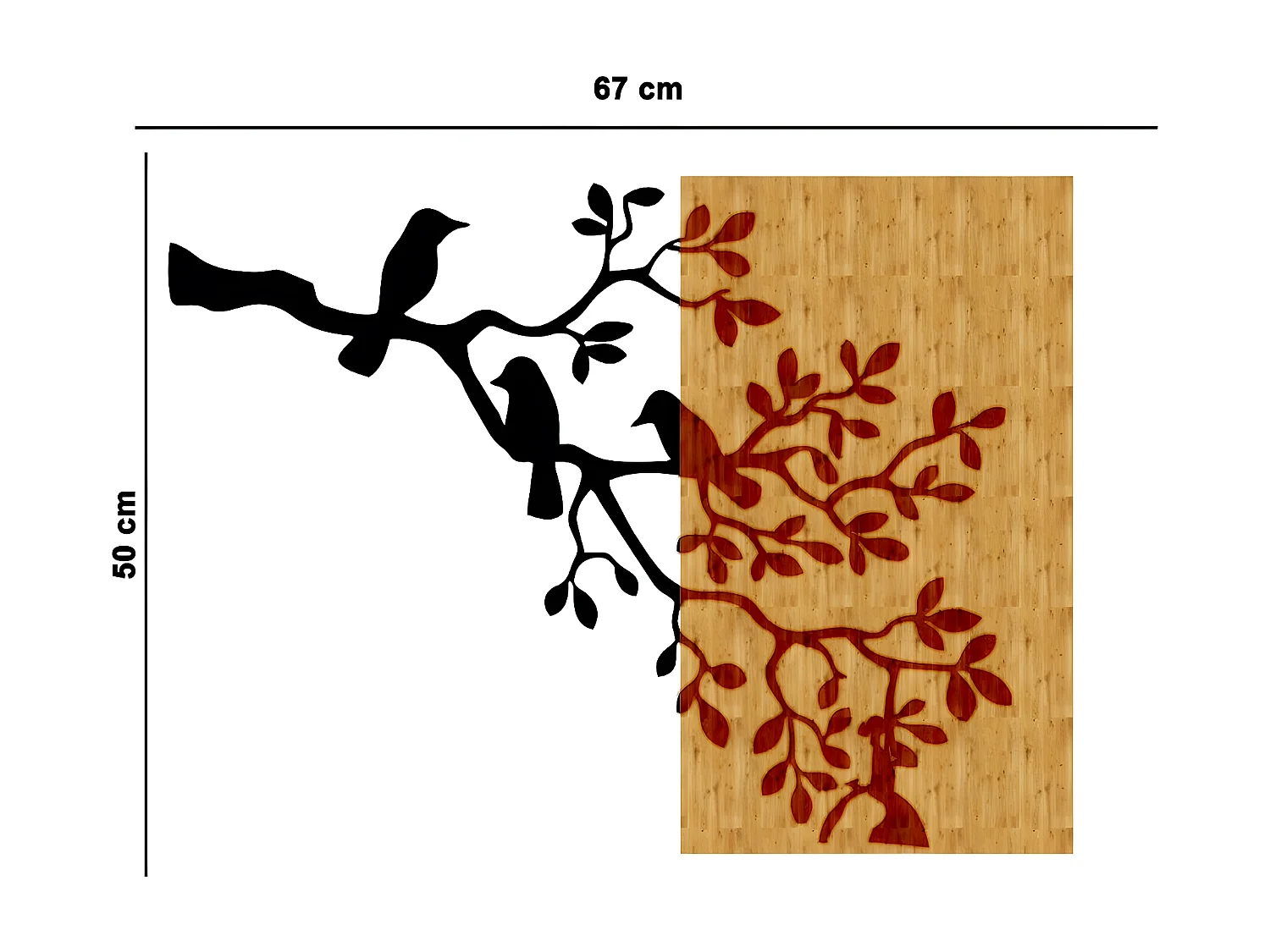 Metalen en Houten Decoratie Boom 6 - Hout - 67x1,8x50 cm - EPIKASA