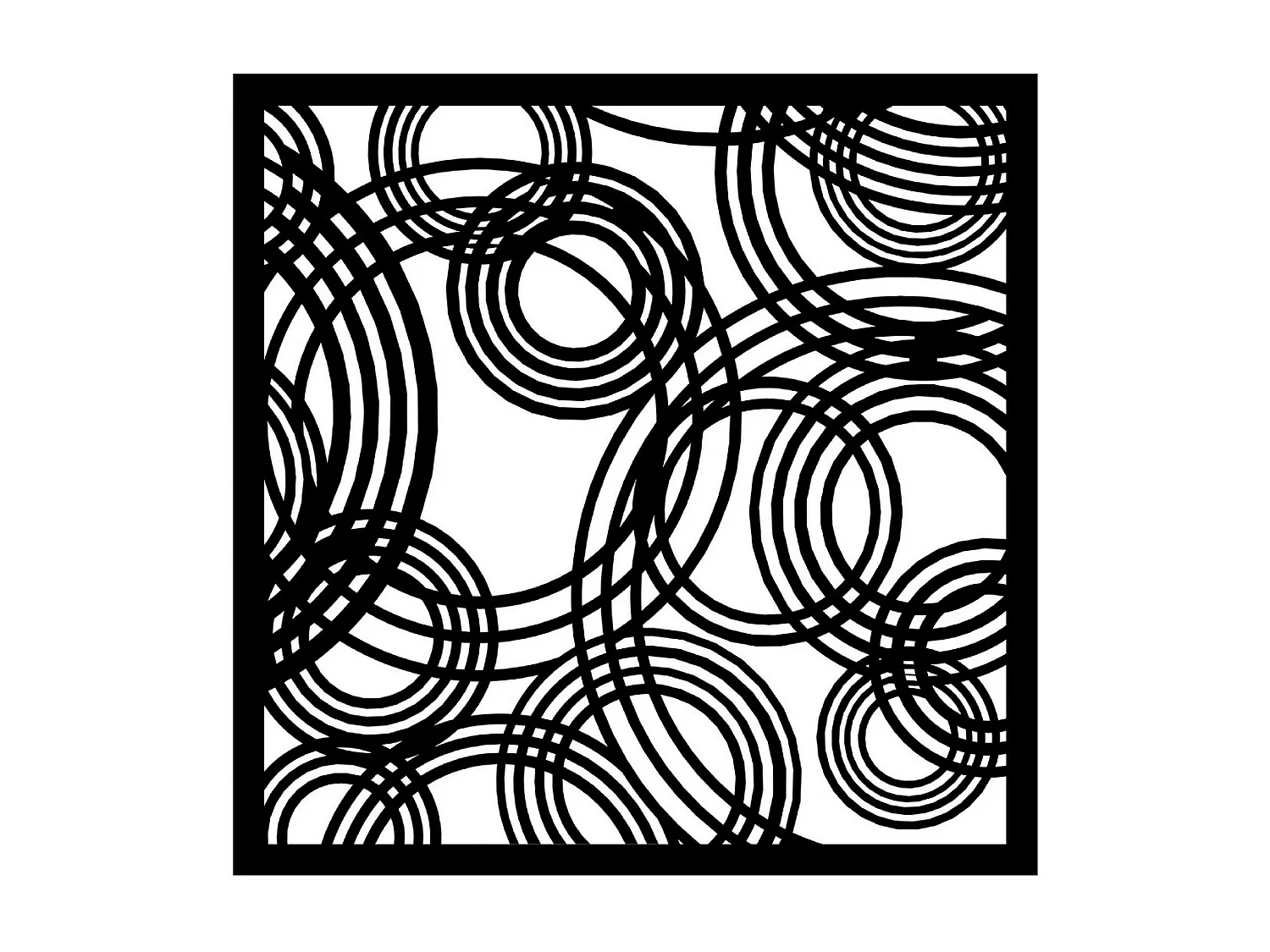 Décoration en Métal Composition Géométrique 11, Noir, 65x3x65 cm, EPIKASA