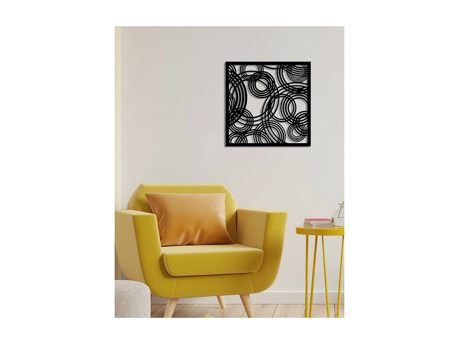 Décoration en Métal Composition Géométrique 11, Noir, 65x3x65 cm, EPIKASA