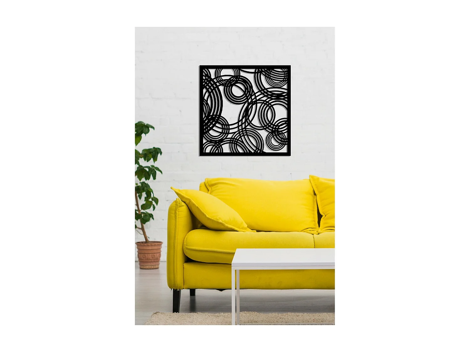 Décoration en Métal Composition Géométrique 11, Noir, 65x3x65 cm, EPIKASA