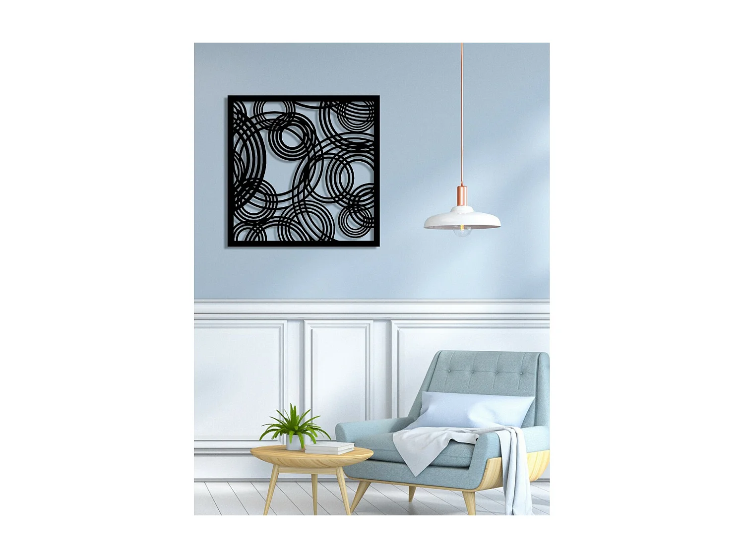 Décoration en Métal Composition Géométrique 11, Noir, 65x3x65 cm, EPIKASA