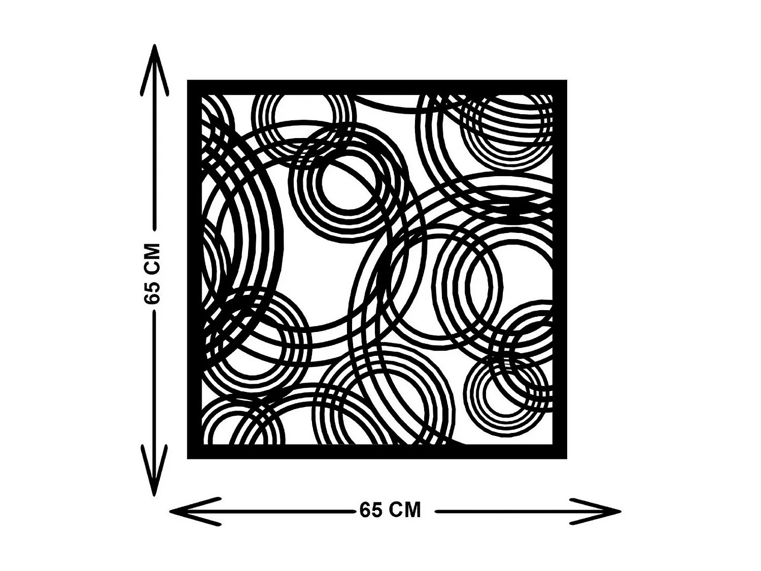 Décoration en Métal Composition Géométrique 11, Noir, 65x3x65 cm, EPIKASA