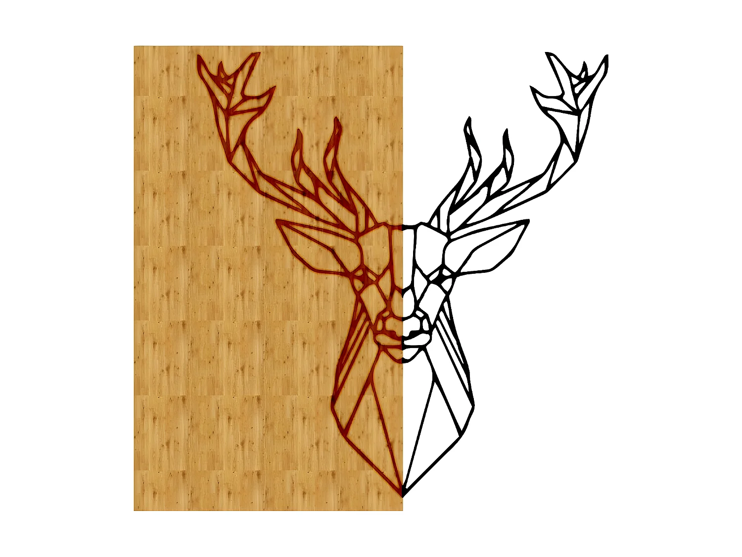 Decorazione in Metallo e Legno Cervo, Legno, 51x1,8x50 cm, EPIKASA