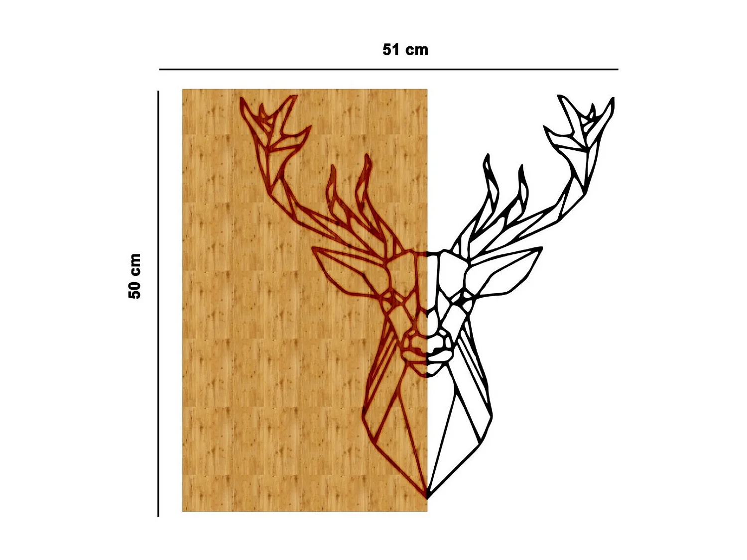 Decorazione in Metallo e Legno Cervo, Legno, 51x1,8x50 cm, EPIKASA
