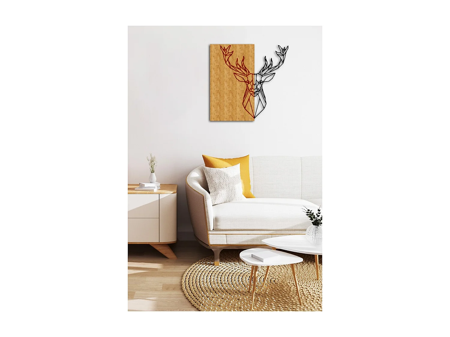 Décoration en Métal et Bois Chevreuil, Bois, 51x1,8x50 cm, EPIKASA