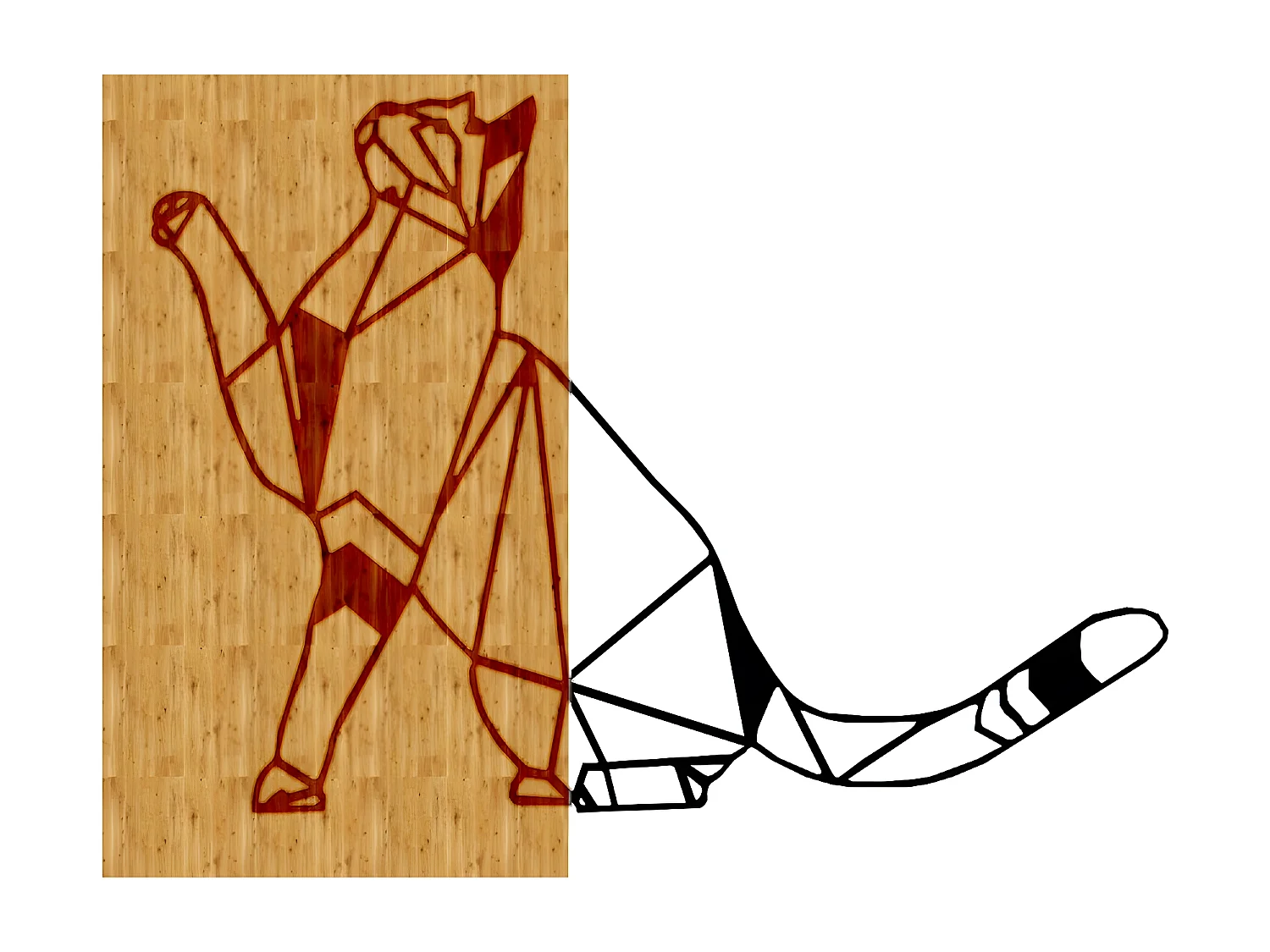 Décoration en Métal et Bois Chats 10, Bois, 64x1,8x50 cm, EPIKASA