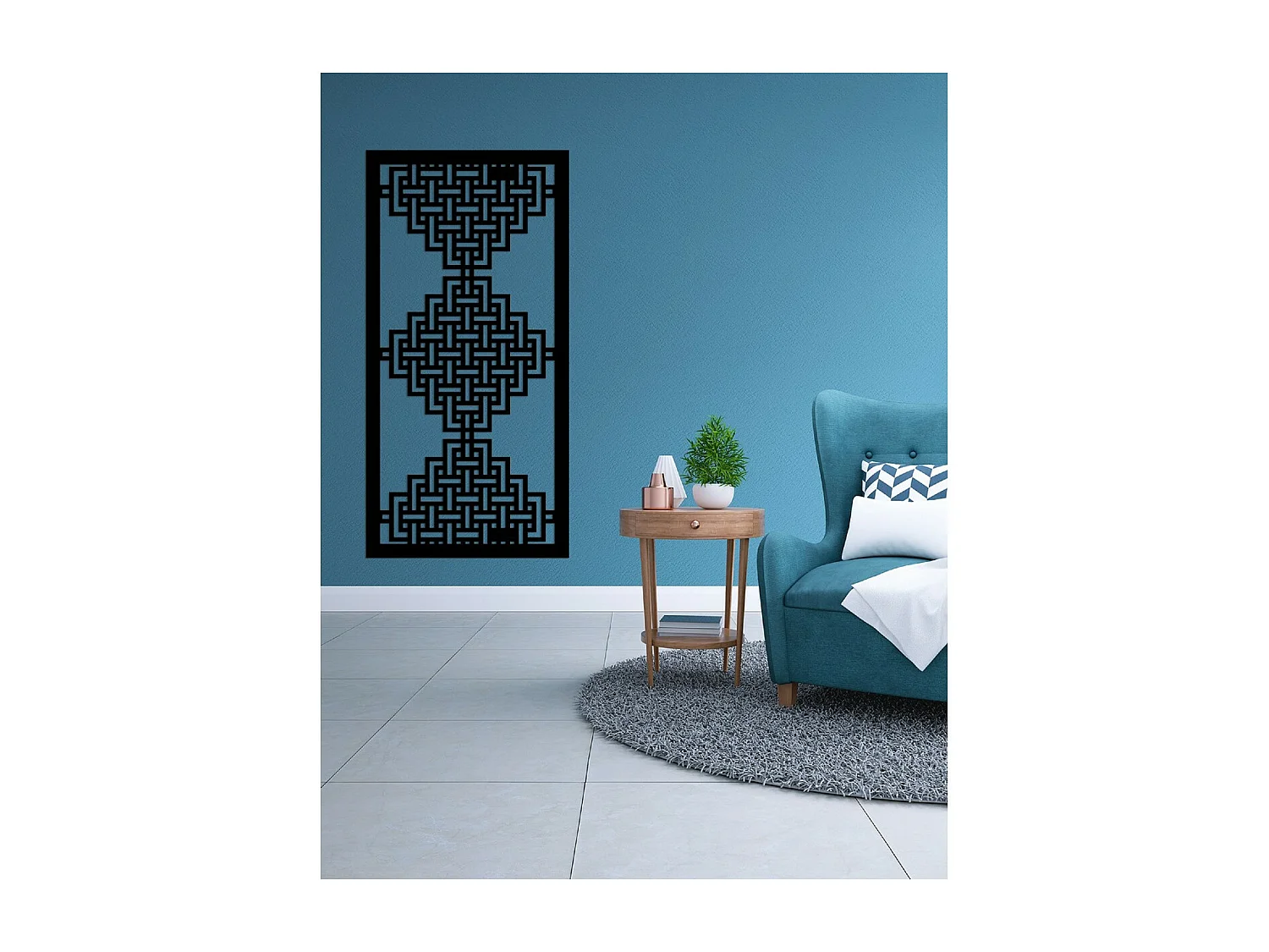 Decorazione in Metallo Composizione Geometrica 12, Nero, 50x3x101 cm, EPIKASA