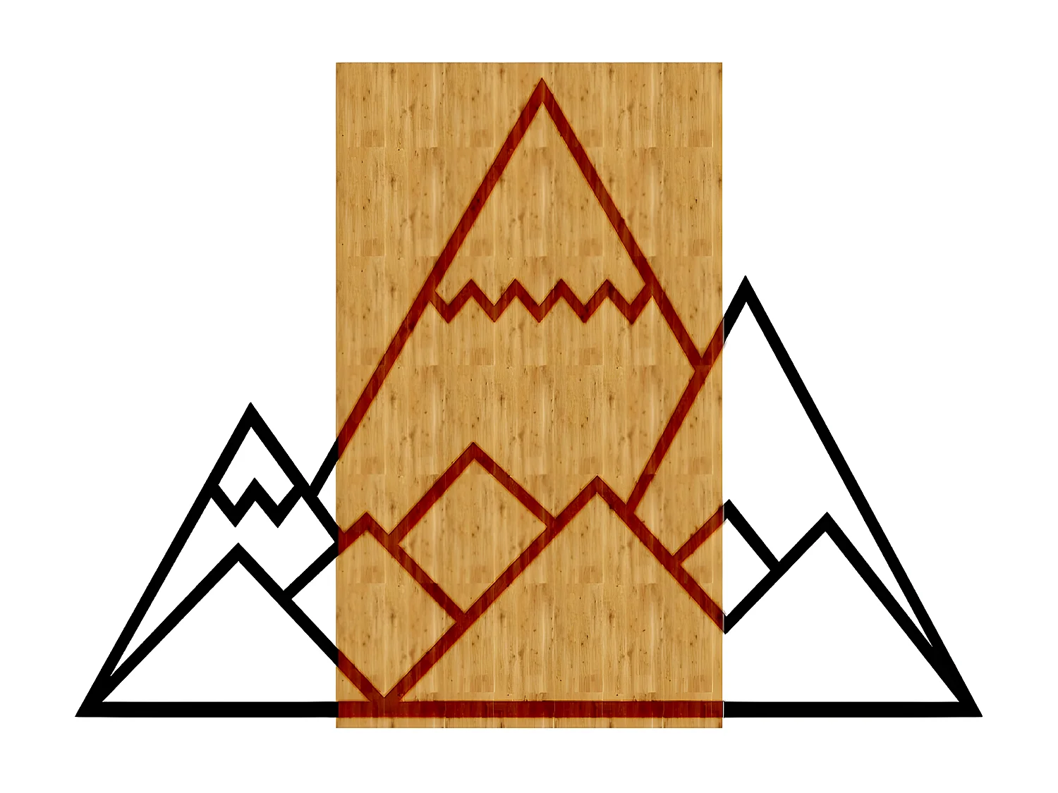 Décoration en Métal et Bois Montagnes 1, Bois, 69x1,8x50 cm, EPIKASA