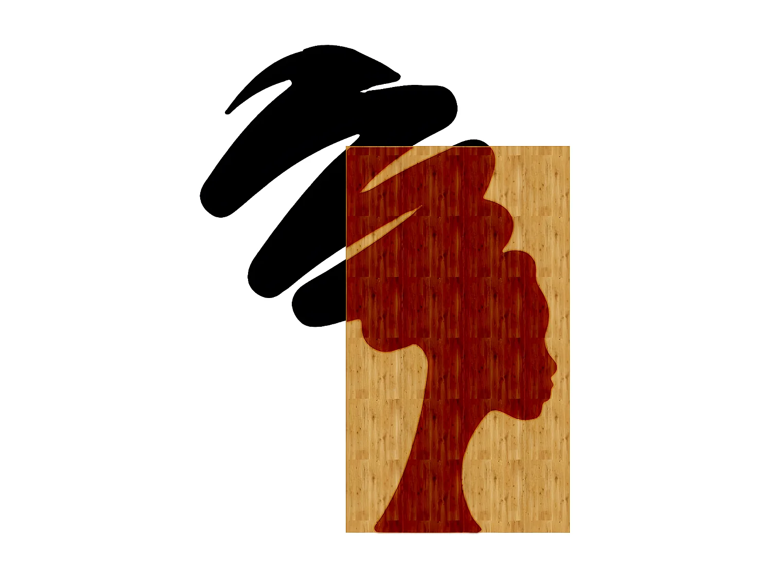 Decoração em Metal e Madeira Retrato, Madeira, 50x1,8x63 cm, EPIKASA