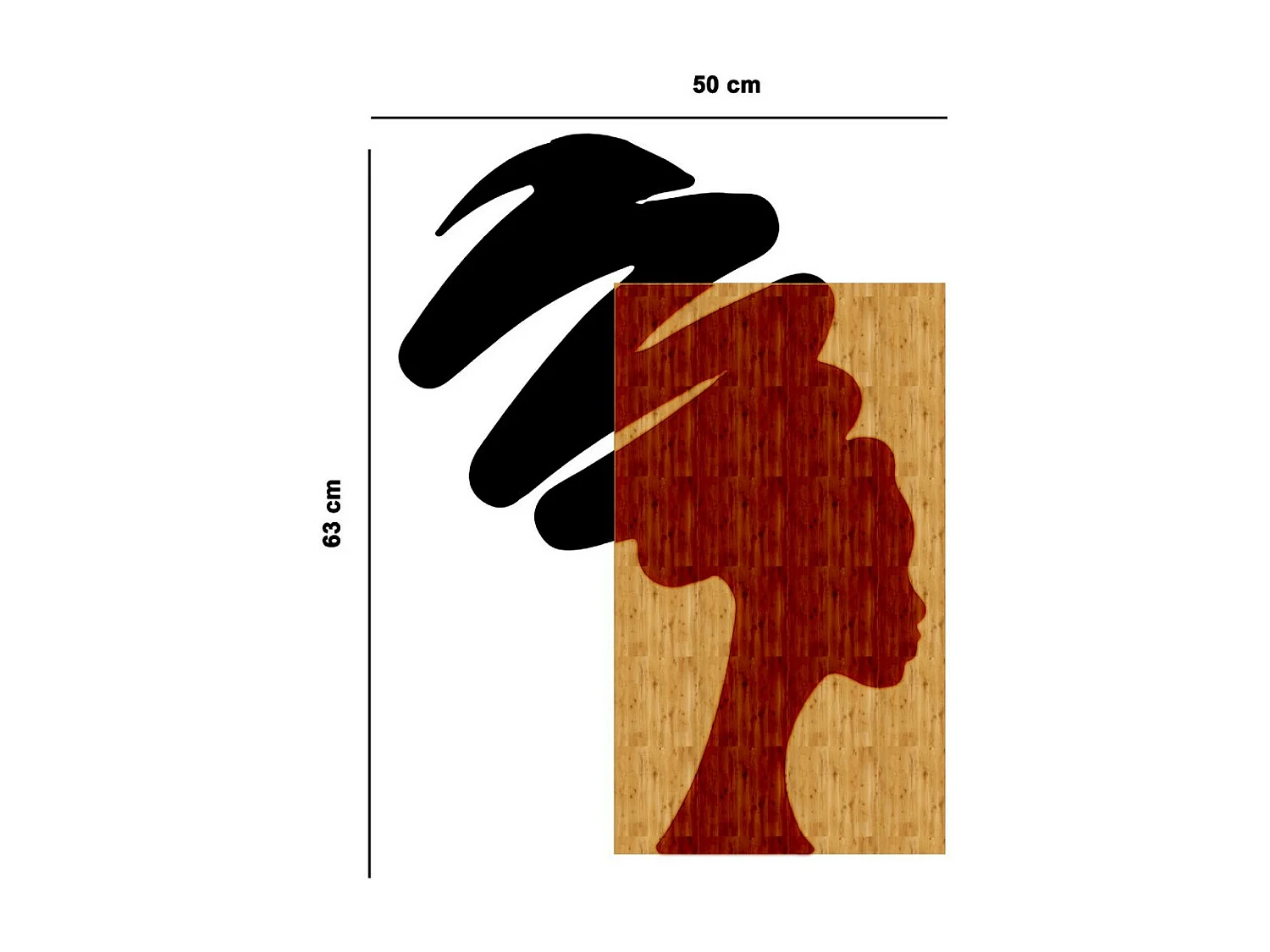 Decoração em Metal e Madeira Retrato, Madeira, 50x1,8x63 cm, EPIKASA