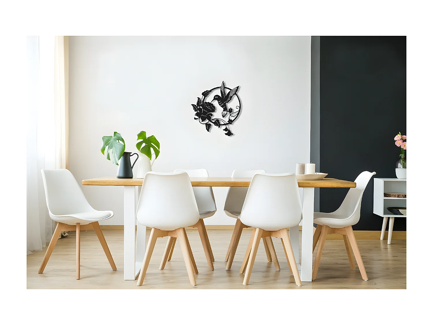 Decoração em Metal Colibris, Preto, 50x0,16x45 cm, EPIKASA