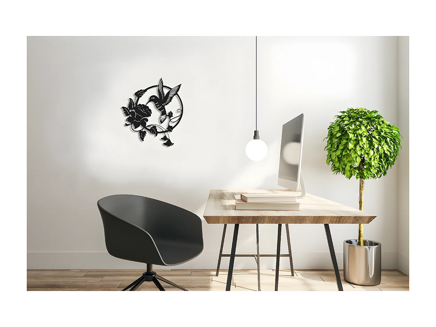 Decoração em Metal Colibris, Preto, 50x0,16x45 cm, EPIKASA