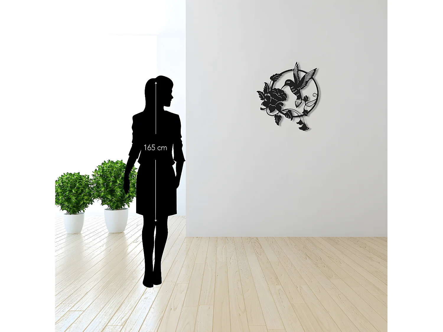 Decoração em Metal Colibris, Preto, 50x0,16x45 cm, EPIKASA