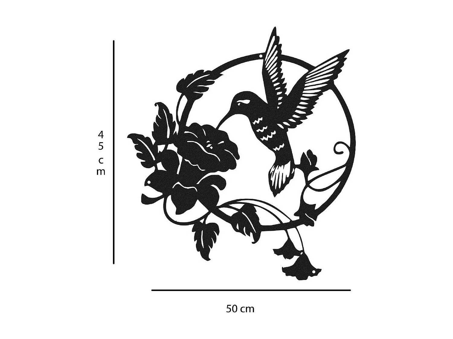 Decoração em Metal Colibris, Preto, 50x0,16x45 cm, EPIKASA