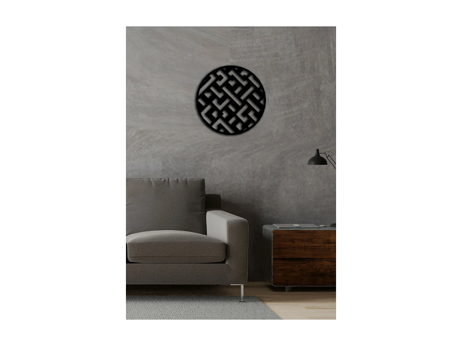 Decoração em Metal Círculo Geométrico, Preto, 50x1,5x50 cm, EPIKASA