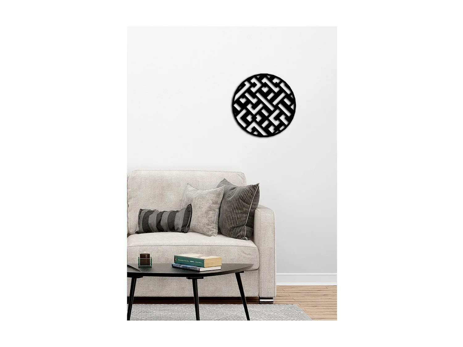 Decoração em Metal Círculo Geométrico, Preto, 50x1,5x50 cm, EPIKASA