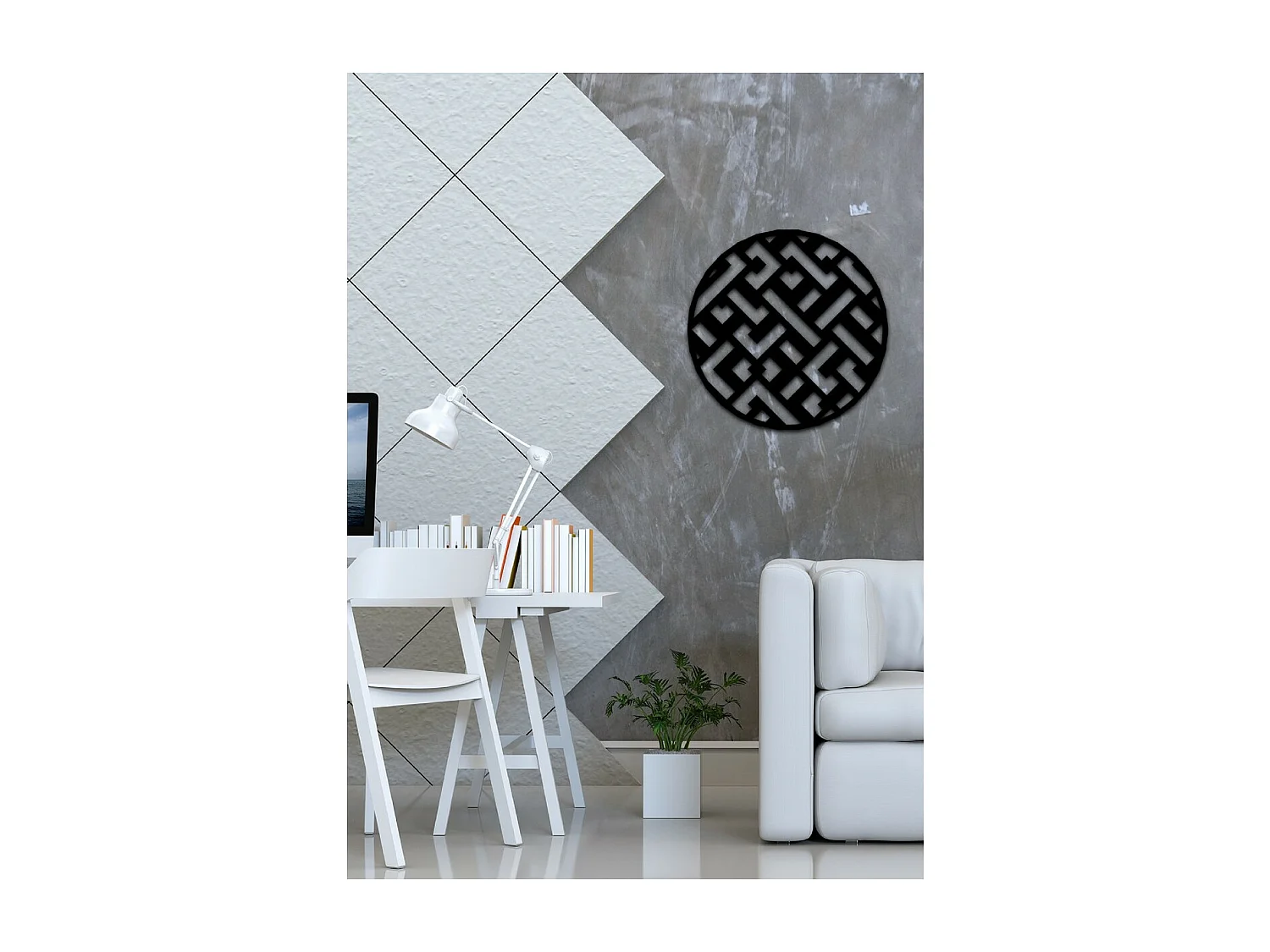 Decoração em Metal Círculo Geométrico, Preto, 50x1,5x50 cm, EPIKASA