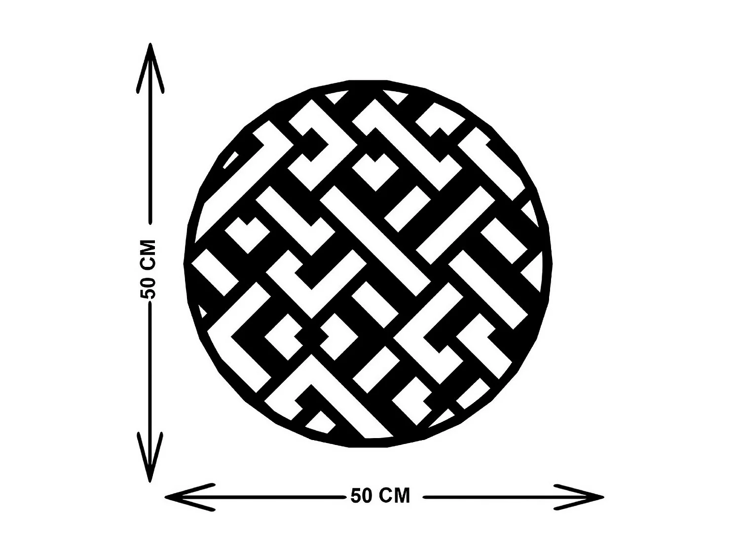 Decoração em Metal Círculo Geométrico, Preto, 50x1,5x50 cm, EPIKASA