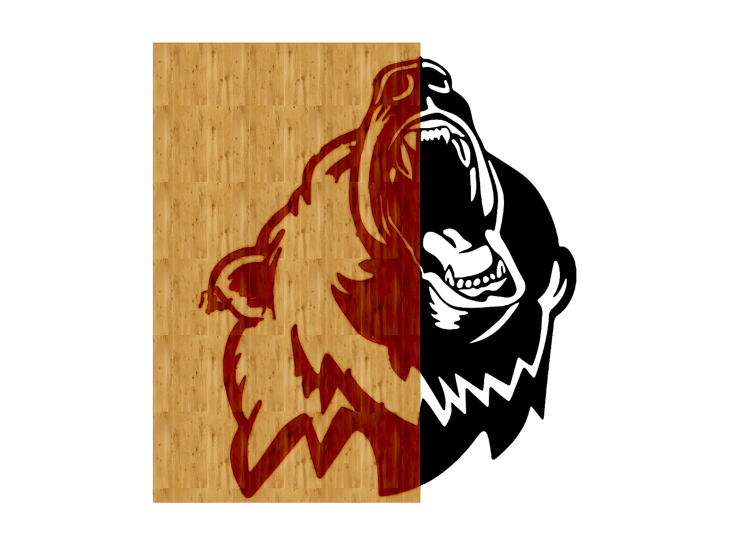 Décoration en Métal et Bois Ours, Bois, 49x1,8x50 cm, EPIKASA