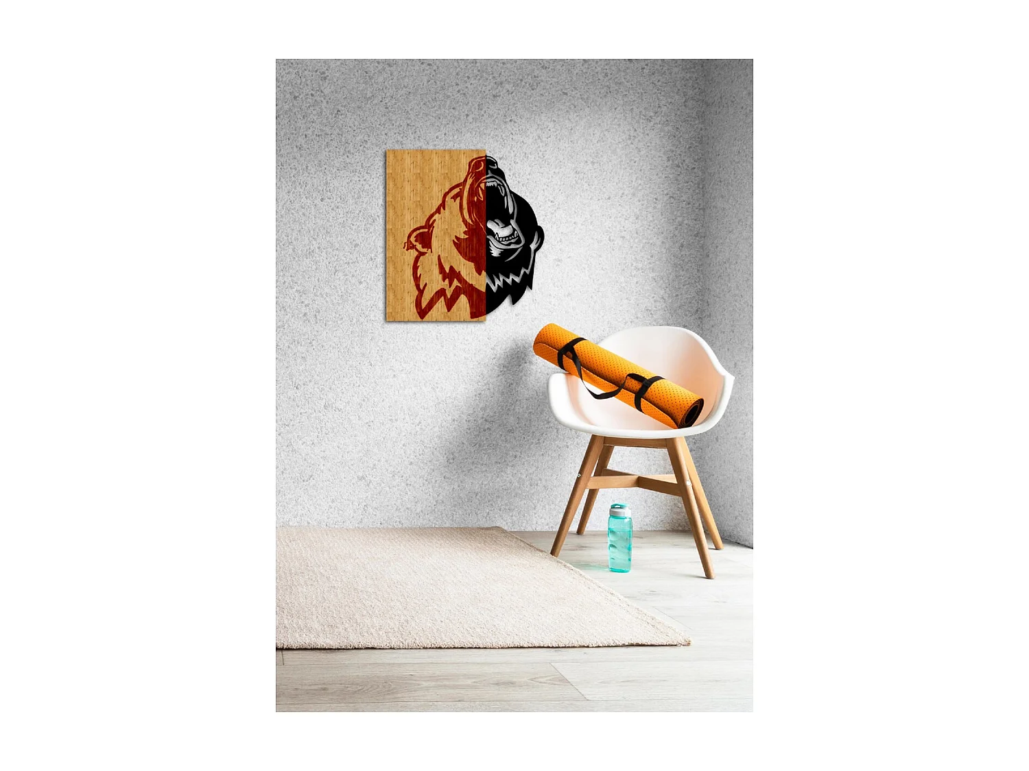 Décoration en Métal et Bois Ours, Bois, 49x1,8x50 cm, EPIKASA