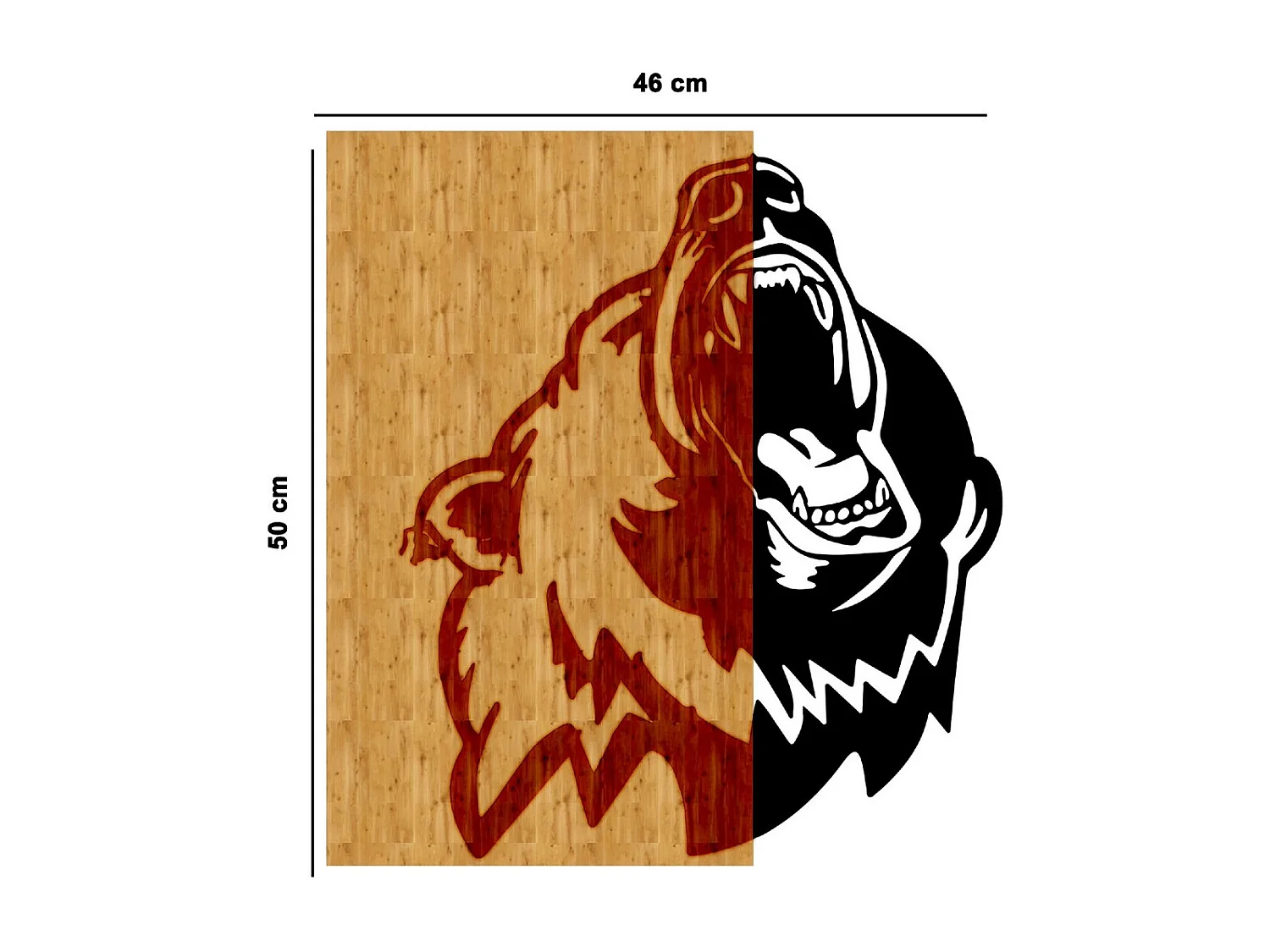 Décoration en Métal et Bois Ours, Bois, 49x1,8x50 cm, EPIKASA