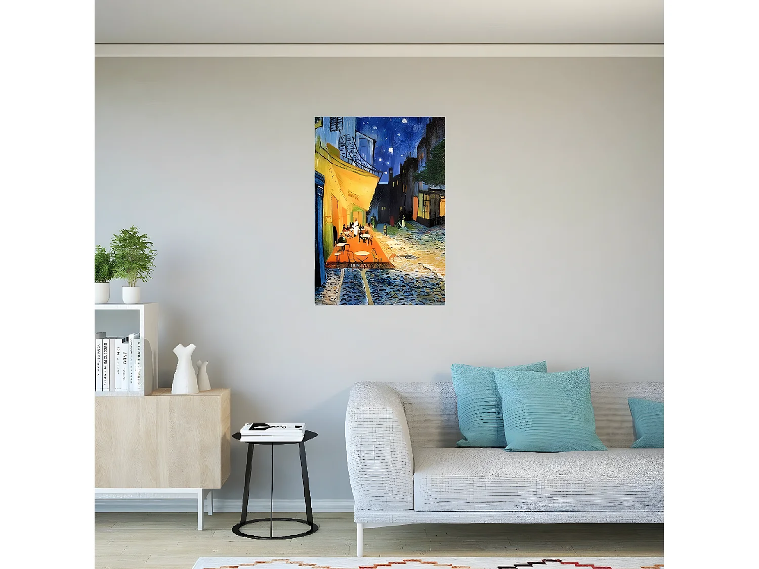 Impressão em Tela Van Gogh Terraço do Café à Noite, Azul, 50x3x70 cm, DESIGN MANIA