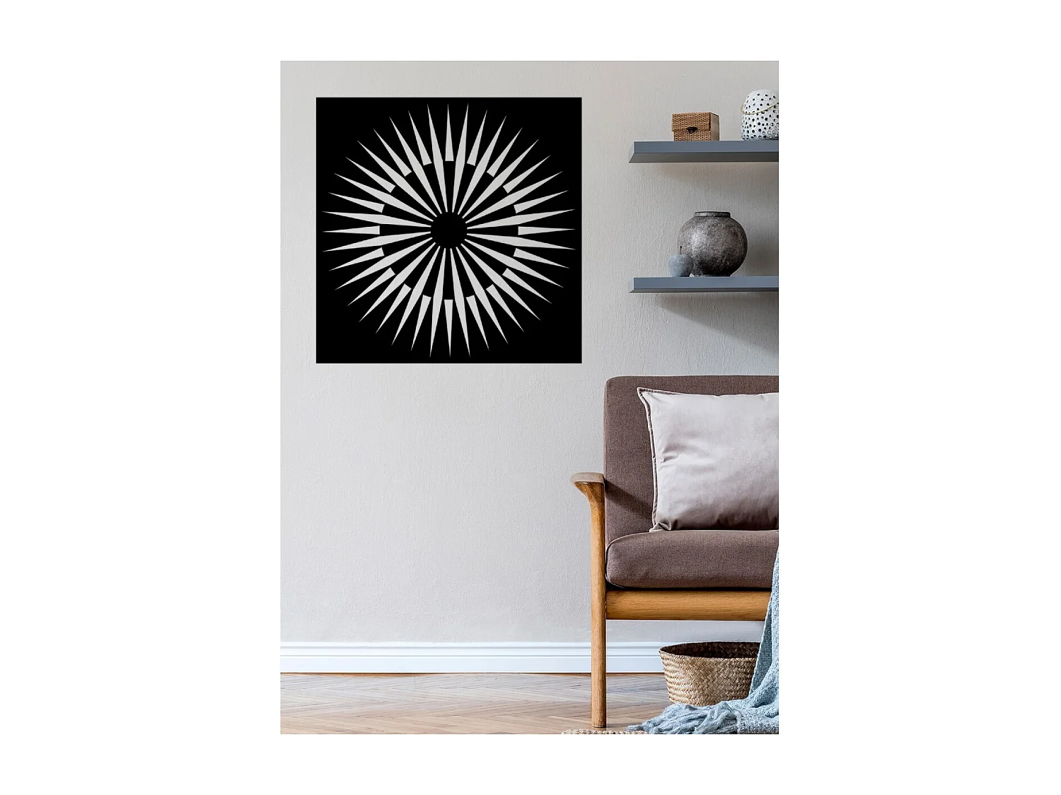 Metalen Decoratie Geometrische Compositie 18 - Zwart - 60x3x60 cm - EPIKASA