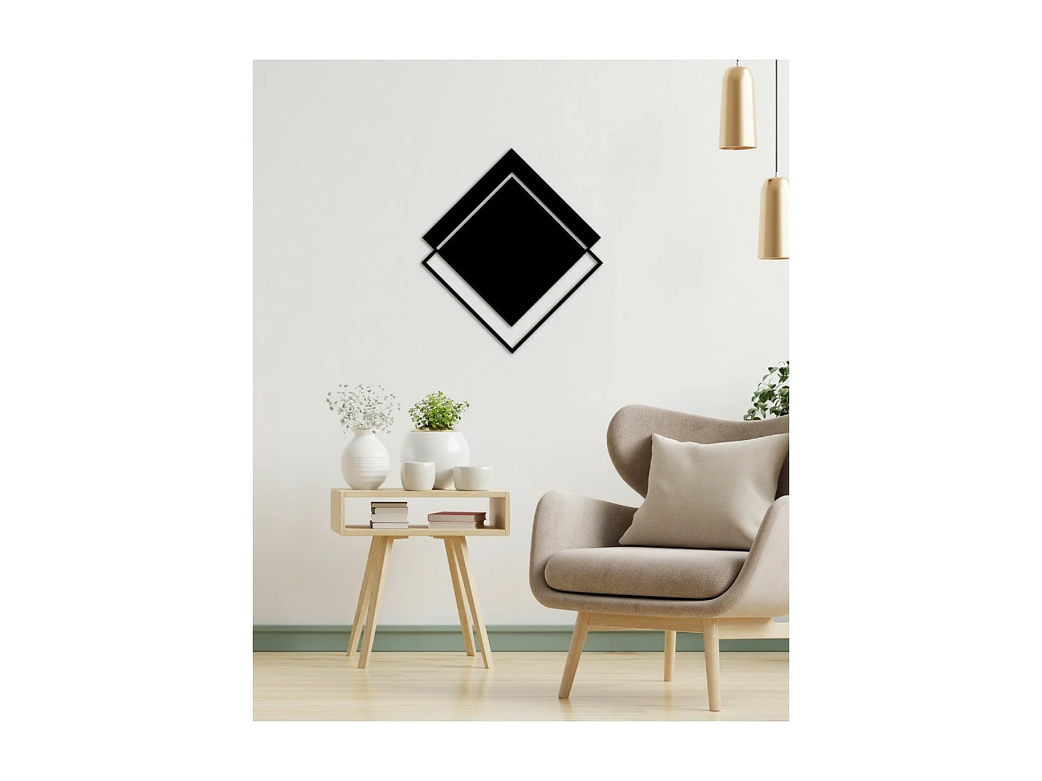 Décoration en Métal Losanges 2, Noir, 50x3x57 cm, EPIKASA