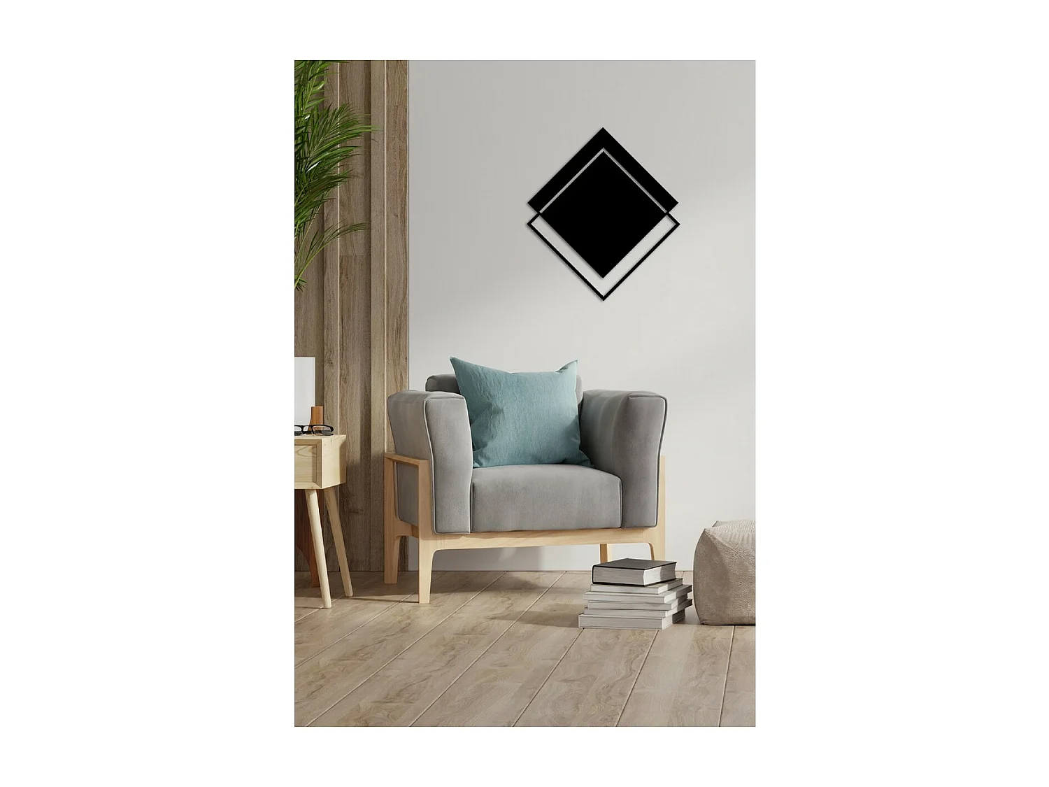 Décoration en Métal Losanges 2, Noir, 50x3x57 cm, EPIKASA