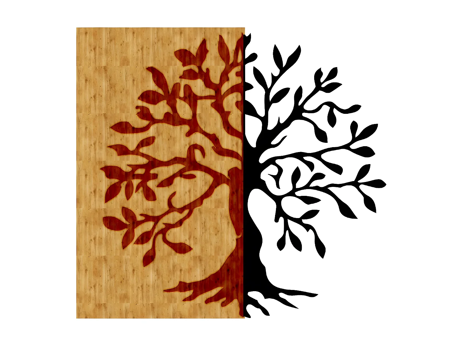 Décoration en Métal et Bois Arbre 17, Bois, 54x1,8x50 cm, EPIKASA