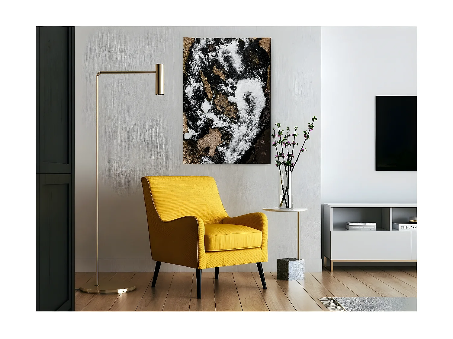 Impression sur Toile Pour, Blanc, Marron, Noir, 100x3x150 cm, EPIKASA
