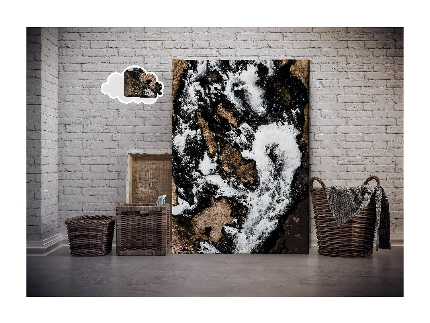 Impression sur Toile Pour, Blanc, Marron, Noir, 100x3x150 cm, EPIKASA