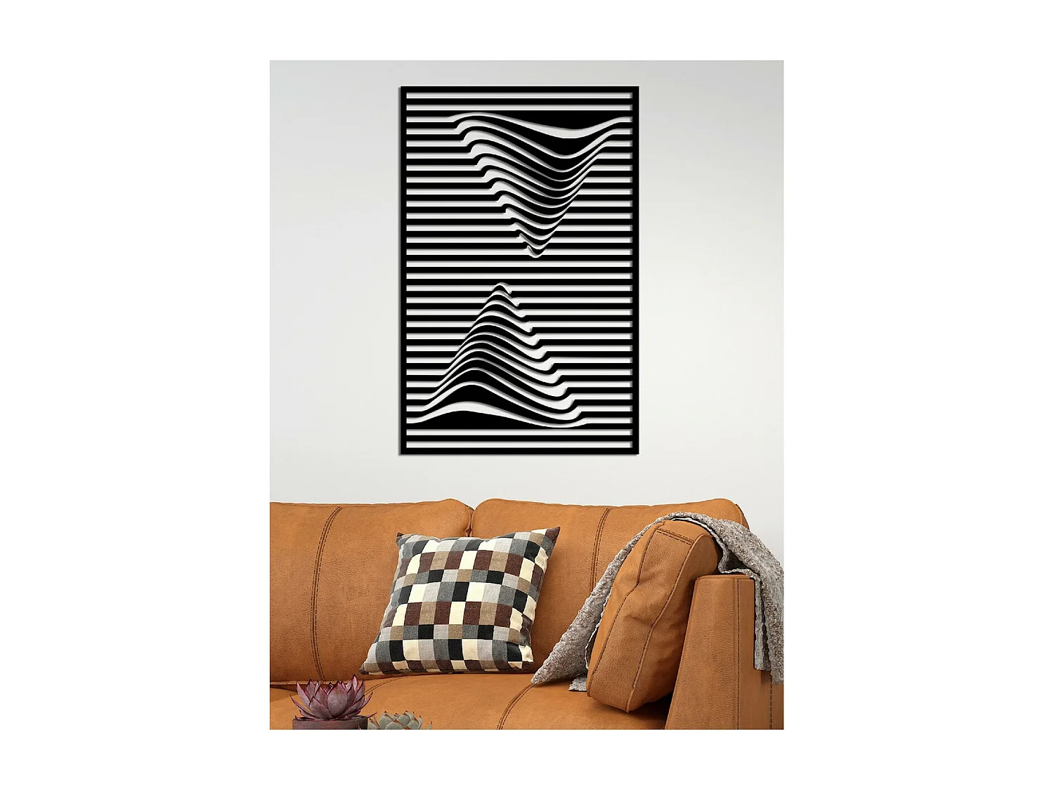 Dekoracja Metalowa Trójkąty, Czarny, 50x3x77 cm, EPIKASA